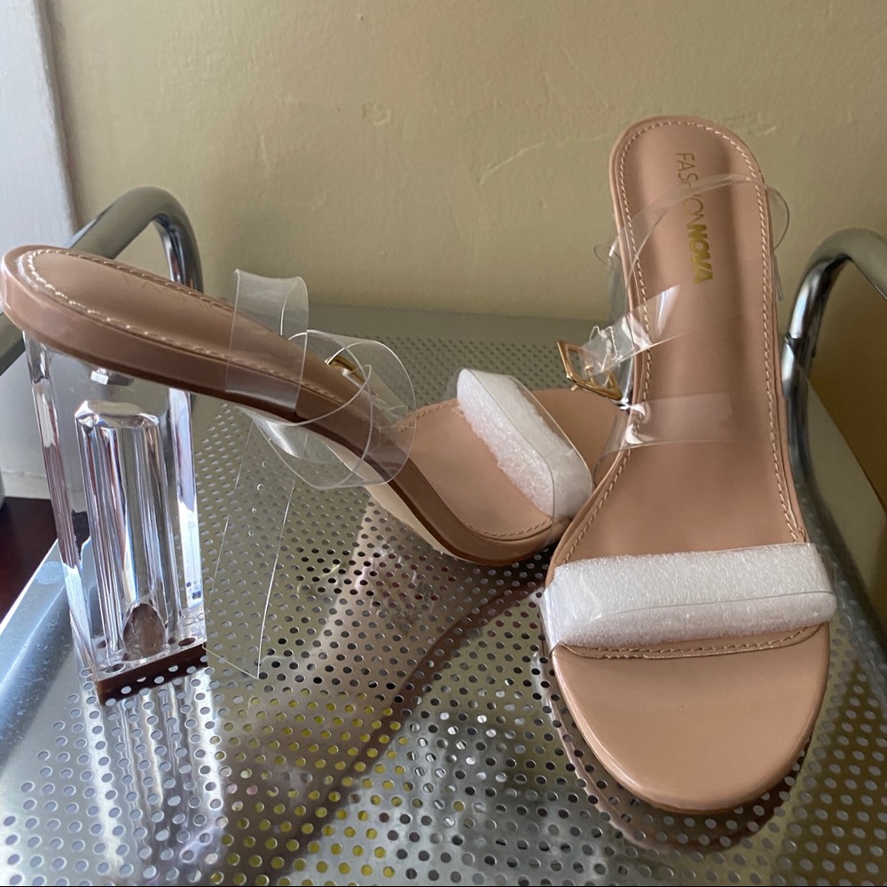 fashion nova clear chunky heels